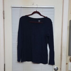 a.n.a Navy Long Sleeve Top